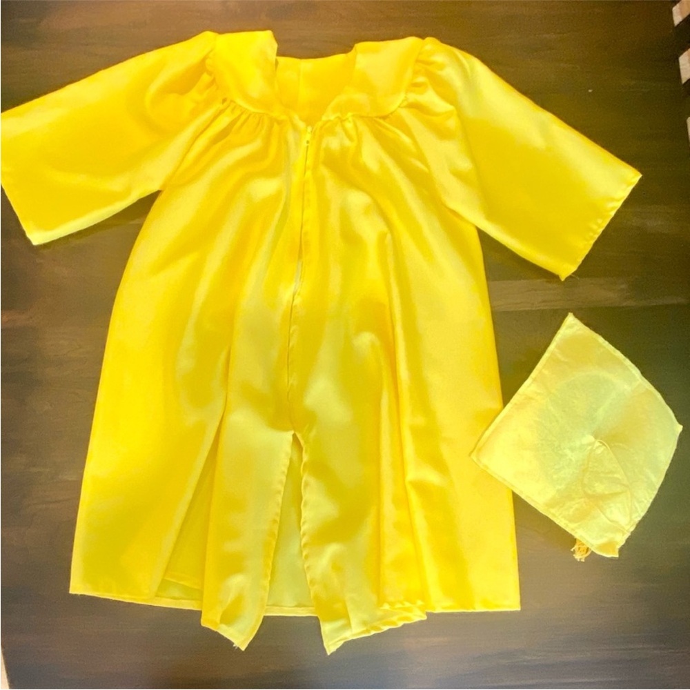 Kids Yellow Graduation Cap and Gown